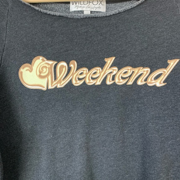 Wildfox Oversized Sweatshirt XS Distress Weekend - Picture 3 of 6
